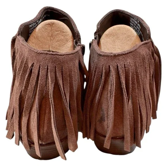 Steve Madden Womens Patzee Boot Size 7 Brown Suede Fringe Bootie Low Block Heel - Picture 4 of 14